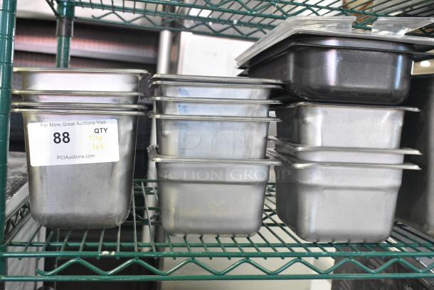 ALL ONE MONEY! Tier Lot of Various Drop In Bins Including Stainless Steel and Black Poly. - Image 2 of 8