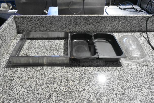 Stainless Steel Bar Topping Railing w/ 2 Drop Ins and Lids. - Image 5 of 5