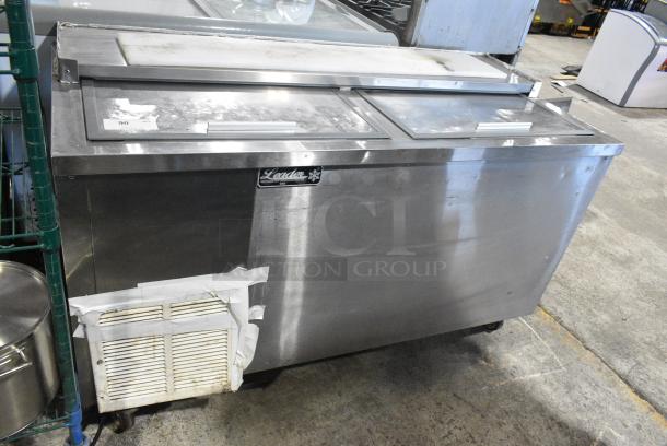 Leader ESBC60SC Stainless Steel Commercial Back Bar Bottle Cooler w/ 2 Sliding Lids on Commercial Casters. 115 Volts, 1 Phase. Tested and Working! - Image 1 of 9