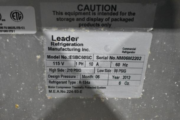 Leader ESBC60SC Stainless Steel Commercial Back Bar Bottle Cooler w/ 2 Sliding Lids on Commercial Casters. 115 Volts, 1 Phase. Tested and Working! - Image 9 of 9