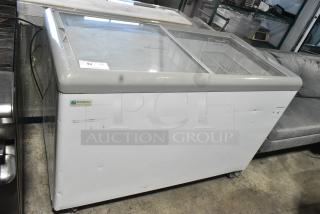 Excellence HL-14HC Metal Chest Freezer Merchandiser on Commercial Casters. 115 Volts, 1 Phase. Tested and Working! - Item #1171745