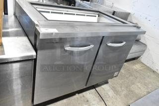 Kool-it KSP48M Ikon Series Kool-it Prep Table w/ 2 Doors on Commercial Casters. 115 Volts, 1 Phase. Tested and Working!