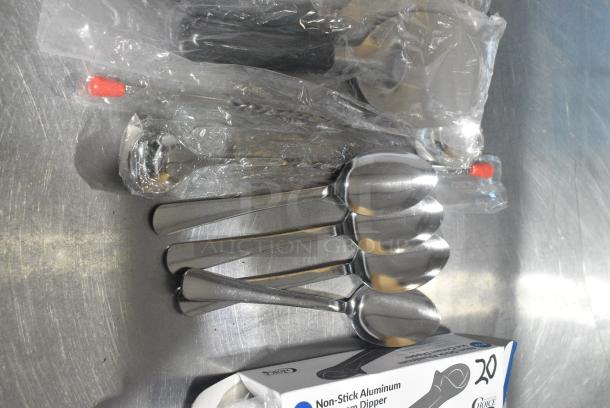 22 Various BRAND NEW! Utensils Including Thunder Group SLTHCS001B Ice Cream Spade, Choice #12 Non-Stick Blue Ice Cream Scoop / Dipper with Silicone Coating - 3 oz.. 22 Times Your Bid! - Image 4 of 11