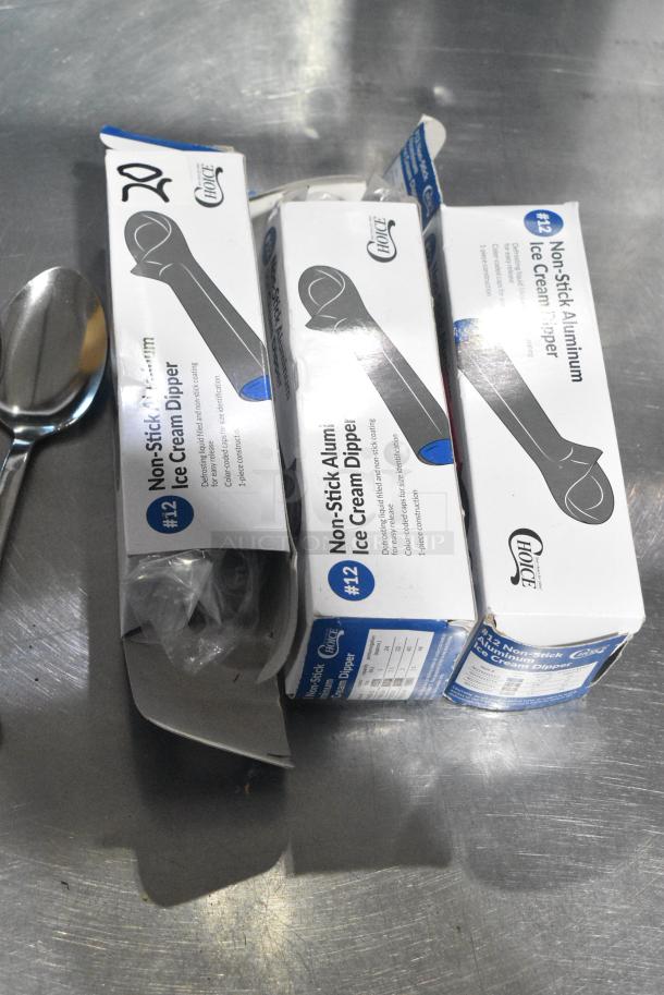 22 Various BRAND NEW! Utensils Including Thunder Group SLTHCS001B Ice Cream Spade, Choice #12 Non-Stick Blue Ice Cream Scoop / Dipper with Silicone Coating - 3 oz.. 22 Times Your Bid! - Image 5 of 11