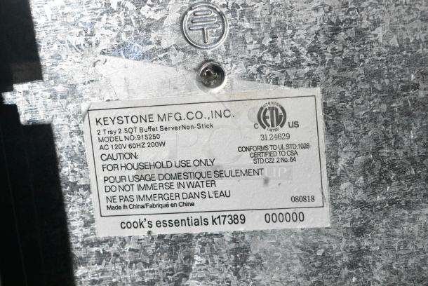 2 Cooks Essentials 915250 Metal Countertop Electric Griddle. 120 Volts, 1 Phase. 2 Times Your Bid! - Image 7 of 7