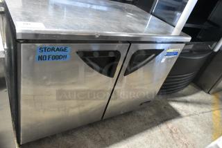 Turbo Air TUR-48SD Stainless Steel Commercial 2 Door Undercounter Cooler on Commercial Casters. 115 Volts, 1 Phase. Tested and Powers On But Does Not Get Cold