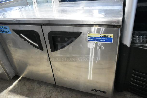 Turbo Air TUR-48SD Stainless Steel Commercial 2 Door Undercounter Cooler on Commercial Casters. 115 Volts, 1 Phase. Tested and Powers On But Does Not Get Cold - Image 2 of 7