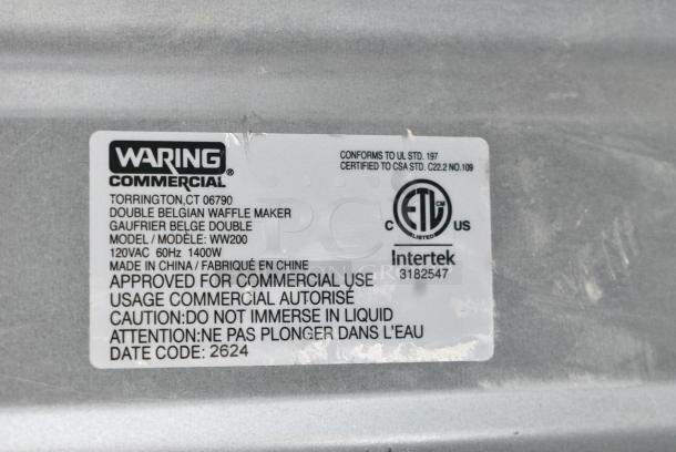 Waring WW200 Metal Countertop Waffle Maker. 120 Volts, 1 Phase. Tested and Working! - Image 6 of 6