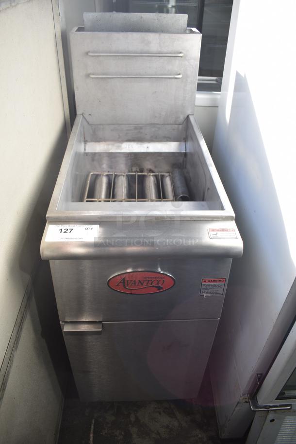 2020 Avantco FF400-N Stainless Steel Commercial Floor Style Natural Gas Powered Deep Fat Fryer. 120,000 BTU. - Image 1 of 5