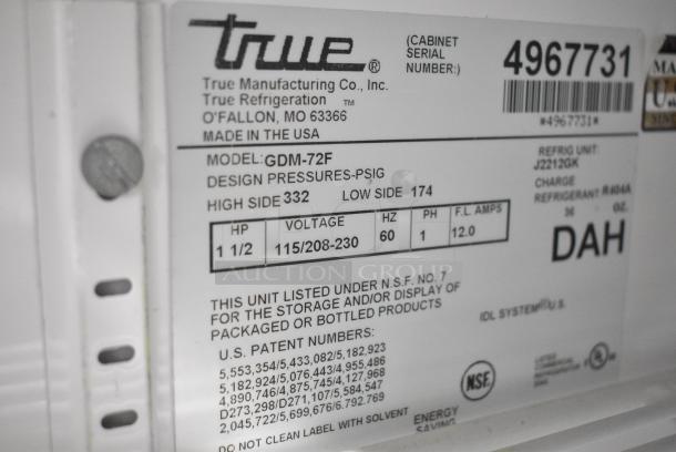 True GDM-72F Metal Commercial 3 Door Reach In Freezer Merchandiser w/ Poly Coated Racks. 115/208-230 Volts, 1 Phase. - Image 8 of 9