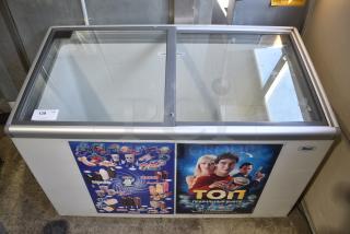 Mimet CV-430IAN Metal Commercial Chest Freezer Merchandiser w/ 2 Doors on Commercial Casters. 115 Volts, 1 Phase. Tested and Powers On - Item #1171852