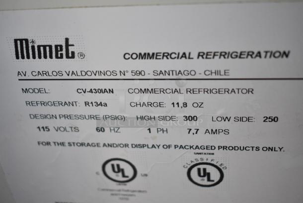 Mimet CV-430IAN Metal Commercial Chest Freezer Merchandiser w/ 2 Doors on Commercial Casters. 115 Volts, 1 Phase. Tested and Working! - Image 7 of 8