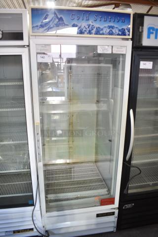 Blue Air BAGR24 Metal Commercial Single Door Reach In Cooler Merchandiser w/ Poly Coated Racks. 115 Volts, 1 Phase. Tested and Powers On But Does Not Get Cold