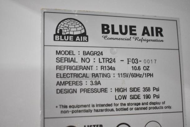 Blue Air BAGR24 Metal Commercial Single Door Reach In Cooler Merchandiser w/ Poly Coated Racks. 115 Volts, 1 Phase. Tested and Powers On But Does Not Get Cold - Image 8 of 9