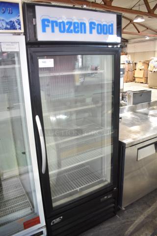 Minus Forty Metal Commercial Single Door Reach In Freezer Merchandiser w/ Poly Coated Racks on Commercial Casters. 115 Volts, 1 Phase. Tested and Powers On But Does Not Get Cold - Item #1171856