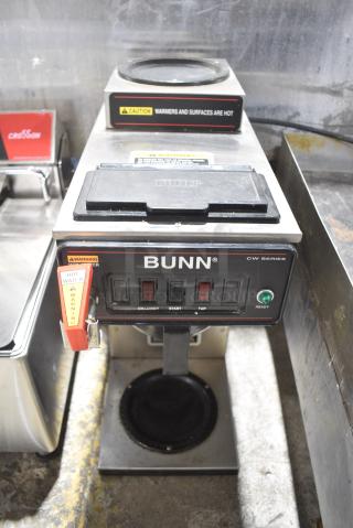 Bunn CWTF15 Stainless Steel Commercial Countertop 2 Burner Coffee Machine w/ Hot Water Dispenser. 120 Volts, 1 Phase.