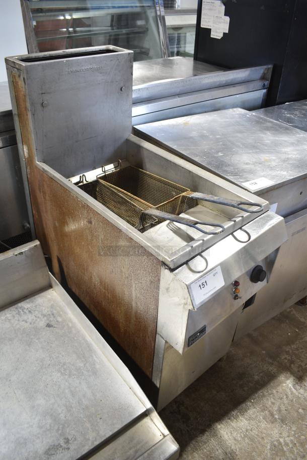 Pitco Frialator Stainless Steel Commercial Floor Style Natural Gas Powered Deep Fat Fryer w/ 2 Metal Fry Baskets on Commercial Casters. - Image 2 of 8