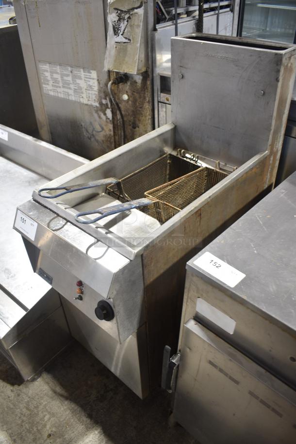 Pitco Frialator Stainless Steel Commercial Floor Style Natural Gas Powered Deep Fat Fryer w/ 2 Metal Fry Baskets on Commercial Casters. - Image 3 of 8