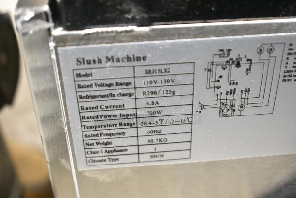 XRJ15LX2 Stainless Steel Commercial Countertop 2 Hopper Slushie Machine. 110-130 Volts, 1 Phase. Tested and Powers On But Does Not Get Cold - Image 8 of 9