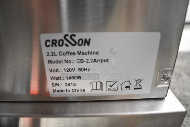BRAND NEW SCRATCH AND DENT!  2024 Crosson CB-2.2Airpot Stainless Steel Countertop Coffee Machine w/ Air Pot. 120 Volts ,1 Phase. - Image 4 of 5