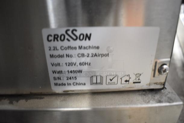 BRAND NEW SCRATCH AND DENT!  2024 Crosson CB-2.2Airpot Stainless Steel Countertop Coffee Machine w/ Air Pot. 120 Volts ,1 Phase. - Image 4 of 5