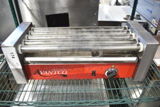 Avantco RG-05 Stainless Steel Countertop Hot Dog Roller. 120 Volts, 1 Phase. Tested and Gets Warm But Rollers Do Not Move