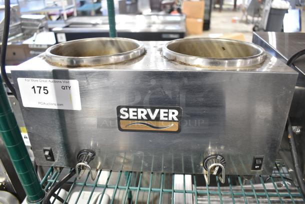Server Twin FS Stainless Steel Countertop 2 Well Warmer. 120 Volts, 1 Phase. Tested and Working! - Image 1 of 5