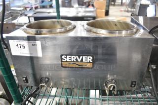 Server Twin FS Stainless Steel Countertop 2 Well Warmer. 120 Volts, 1 Phase. Tested and Working!