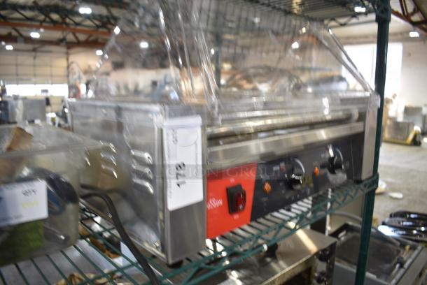 BRAND NEW SCRATCH AND DENT!  2024 Crosson CHD-7S Stainless Steel Countertop Hot Dog Roller w/ Dome Cover. 120 Volts, 1 Phase.  Tested and Gets Warm But Rollers Do Not Move - Image 2 of 6