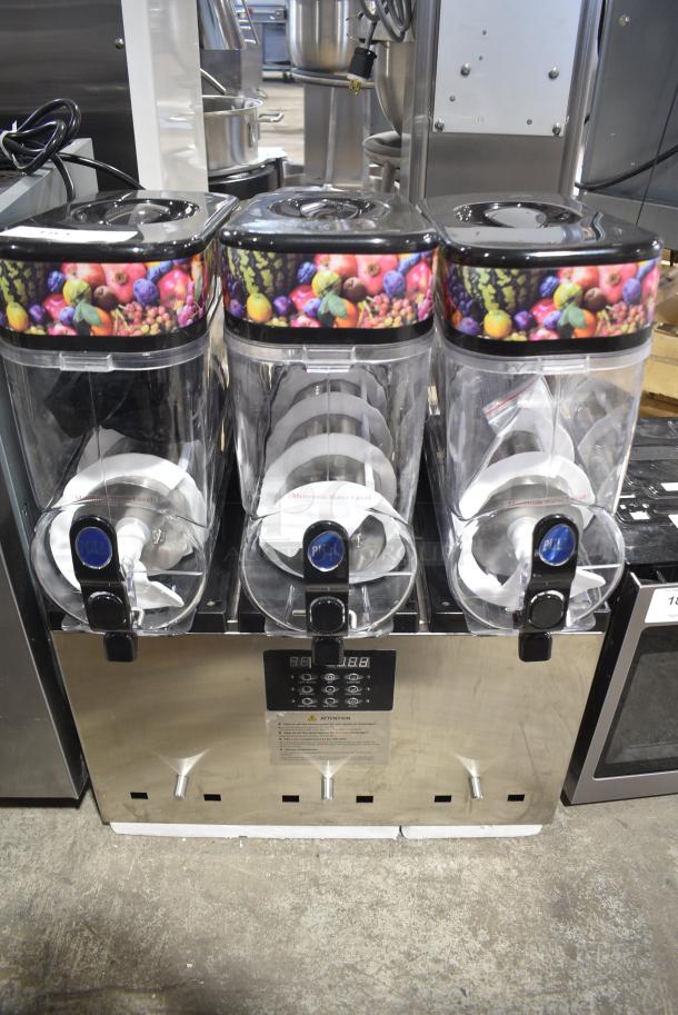 XN360A Stainless Steel Countertop 3 Hopper Slushie Machine. 110 Volts, 1 Phase. Tested and Powers On But Does Not Get Cold - Image 1 of 10