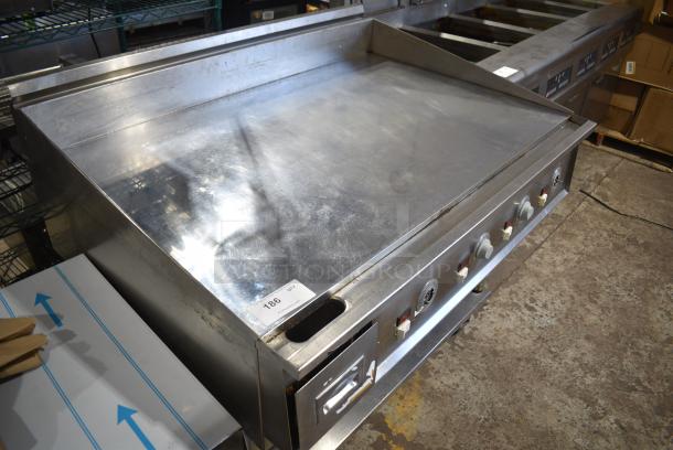 Keating MiraClean Stainless Steel Commercial Chrome Top Flat Top Griddle w/ Under Shelf on Commercial Casters. - Image 2 of 8