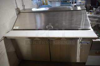 BRAND NEW SCRATCH AND DENT! 2023 Avantco 178SSPT60MHC Stainless Steel Commercial Sandwich Salad Prep Table Bain Marie Mega Top on Commercial Casters. 115 Volts, 1 Phase. Tested and Working!