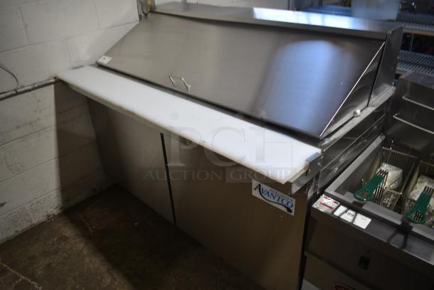 BRAND NEW SCRATCH AND DENT! 2023 Avantco 178SSPT60MHC Stainless Steel Commercial Sandwich Salad Prep Table Bain Marie Mega Top on Commercial Casters. 115 Volts, 1 Phase. Tested and Working! - Image 2 of 7