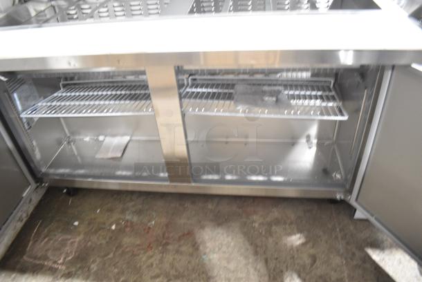 BRAND NEW SCRATCH AND DENT! 2023 Avantco 178SSPT60MHC Stainless Steel Commercial Sandwich Salad Prep Table Bain Marie Mega Top on Commercial Casters. 115 Volts, 1 Phase. Tested and Working! - Image 4 of 7