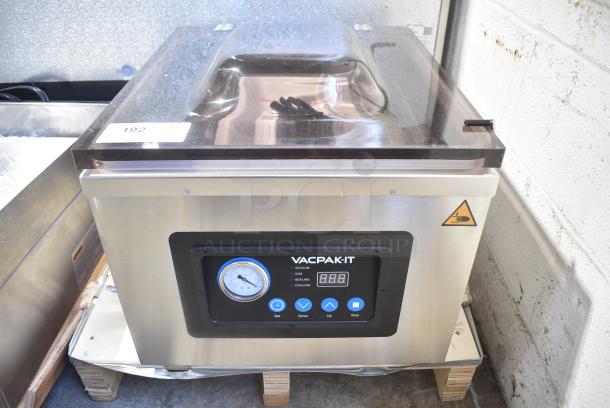 BRAND NEW SCRATCH AND DENT! VacPak-It Stainless Steel Commercial Chamber Vacuum Packaging Machine with Two 16" Seal Bars and Oil Pump. 115 Volts, 1 Phase. Tested and Working! - Image 1 of 5