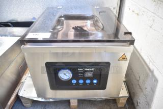 BRAND NEW SCRATCH AND DENT! VacPak-It Stainless Steel Commercial Chamber Vacuum Packaging Machine with Two 16" Seal Bars and Oil Pump. 115 Volts, 1 Phase. Tested and Working!