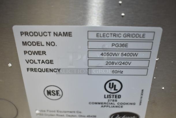 BRAND NEW SCRATCH AND DENT! 2023 Globe PG36E Stainless Steel Commercial Electric Countertop Griddle. 208/240 Volts. - Image 8 of 8
