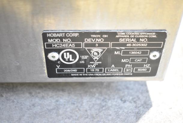 Hobart HC24EA5 Stainless Steel Commercial Electric Countertop Single Deck Steam Cabinet. 208/240 Volts, 1/3 Phase. - Image 4 of 5