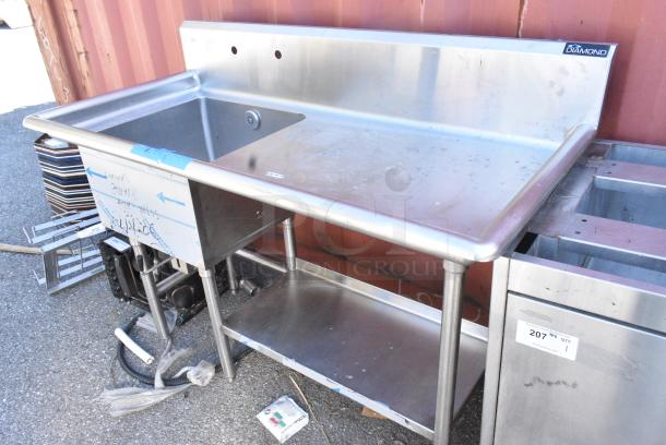 Stainless Steel Single Bay Sink w/ Right Side Drain Board and Under Shelf. - Image 2 of 6