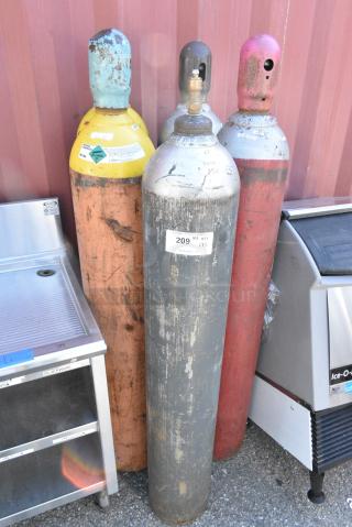 5 Metal Tanks Including Nitrogen and Carbon Dioxide. 5 Times Your Bid! Buyer Must Pick Up - We Will Not Ship This Item.