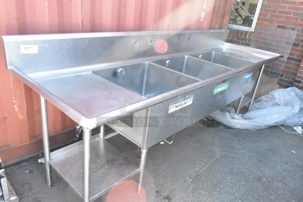 Stainless Steel 3 Bay Power Soak Sink w/ Dual Drain Boards. - Image 1 of 7