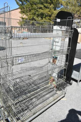 Chrome Finish 5 Tier Basket Style Shelving Unit on Commercial Casters.