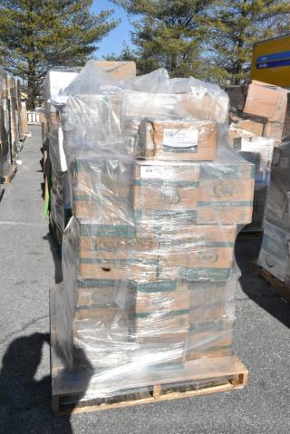 34 BRAND NEW SCRATCH AND DENT! Items Including 395SP10PF EcoChoice No PFAS Added 10" x 10" Natural Bagasse Blend Square Plate - 300/Case, Solo PL200N Medium Clear Plastic Souffle / Cup Lid - 2500/Case. 34 Times Your Bid!