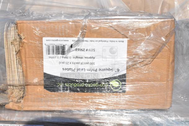 34 BRAND NEW SCRATCH AND DENT! Items Including 395SP10PF EcoChoice No PFAS Added 10" x 10" Natural Bagasse Blend Square Plate - 300/Case, Solo PL200N Medium Clear Plastic Souffle / Cup Lid - 2500/Case. 34 Times Your Bid! - Image 5 of 8