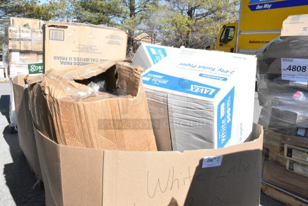 12 BRAND NEW SCRATCH AND DENT! Items Including 5002TP3X496P Lavex Premium 3 1/2" x 4 1/2" Individually Wrapped 2-Ply Standard 500 Sheet Toilet Paper Roll - 96/Case, Dart 20J16 20 oz. White Customizable Foam Cup - 500/Case, 795PTOKFT3 Choice Kraft Microwavable Folded Paper #3 Take-Out Container 7 3/4" x 5 1/2" x 2 1/2" - 200/Case. 12 Times Your Bid! - Image 2 of 12