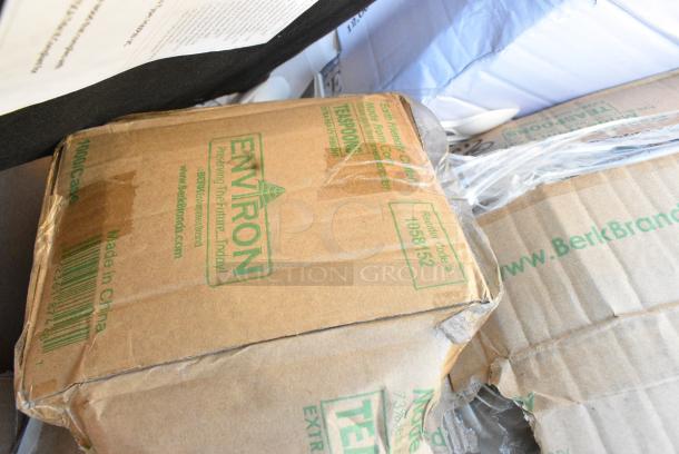 13 BRAND NEW SCRATCH AND DENT! Items Including 5002DNAP Choice White 2-Ply Dinner Napkin 17" x 15" - 3000/Case, 394365M Noble Products Powder-Free Disposable Clear Vinyl Gloves for Foodservice - Medium - 1000/Case, 966UPWIDEKFT OneUp by Choice Kraft 2-Ply Wide Interfold 6 1/2" x 8 1/2" Dispenser Napkin - 6000/Case, 485UJ7TN Choice 7 3/4" Jumbo Clear Unwrapped Straw. 13 Times Your Bid! - Image 10 of 12