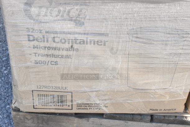 35 BRAND NEW SCRATCH AND DENT! Items Including 966UPWIDEKFT OneUp by Choice Kraft 2-Ply Wide Interfold 6 1/2" x 8 1/2" Dispenser Napkin - 6000/Case, 128HD16COMBO Choice Heavy Duty 16 oz. Microwavable Translucent Plastic Deli Container and Lid Combo Pack - 240/Case, 500TO883 Choice 8" x 8" x 3" Microwaveable 1-Compartment Black / Clear Plastic Hinged Container - 100/Case, 394365L Noble Products Powder-Free Disposable Clear Vinyl Gloves for Foodservice - Large - 1000/Case, 130TOSL5430 Choice 6 3/4" x 4 3/4" x 8 1/2" 3 Mil Clear Medium-Duty Polypropylene Soft Loop Handled Bag - 200/Case, 127RD32BULK Choice 32 oz. Customizable Microwavable Translucent Round Deli Container - 500/Case, 130LID12 Visions 12" Clear PET Plastic Round Catering Tray High Dome Lid - 25/Case, 500MF963B1C Visions 12" Clear PET Plastic Round Catering Tray High Dome Lid - 25/Case, Corrugated 8" Circles, 127P325C Choice 3.25 oz. Clear Plastic Souffle Cup / Portion Cup - 2500/Case. 35 Times Your Bid! - Image 12 of 17