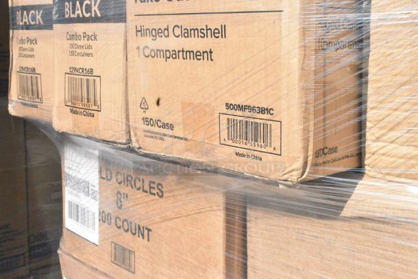 35 BRAND NEW SCRATCH AND DENT! Items Including 966UPWIDEKFT OneUp by Choice Kraft 2-Ply Wide Interfold 6 1/2" x 8 1/2" Dispenser Napkin - 6000/Case, 128HD16COMBO Choice Heavy Duty 16 oz. Microwavable Translucent Plastic Deli Container and Lid Combo Pack - 240/Case, 500TO883 Choice 8" x 8" x 3" Microwaveable 1-Compartment Black / Clear Plastic Hinged Container - 100/Case, 394365L Noble Products Powder-Free Disposable Clear Vinyl Gloves for Foodservice - Large - 1000/Case, 130TOSL5430 Choice 6 3/4" x 4 3/4" x 8 1/2" 3 Mil Clear Medium-Duty Polypropylene Soft Loop Handled Bag - 200/Case, 127RD32BULK Choice 32 oz. Customizable Microwavable Translucent Round Deli Container - 500/Case, 130LID12 Visions 12" Clear PET Plastic Round Catering Tray High Dome Lid - 25/Case, 500MF963B1C Visions 12" Clear PET Plastic Round Catering Tray High Dome Lid - 25/Case, Corrugated 8" Circles, 127P325C Choice 3.25 oz. Clear Plastic Souffle Cup / Portion Cup - 2500/Case. 35 Times Your Bid! - Image 14 of 17