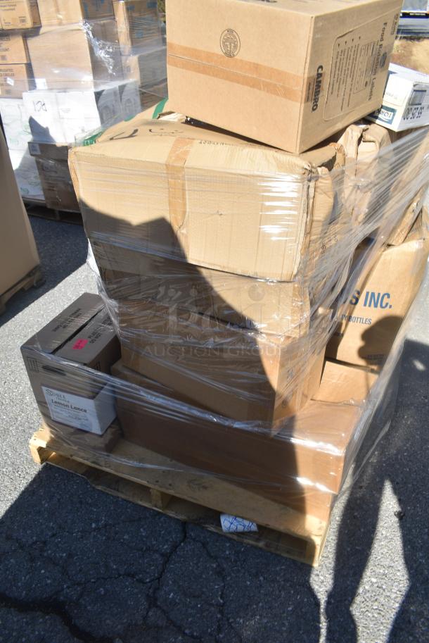 16 BRAND NEW SCRATCH AND DENT! Items Including 395RP09 EcoChoice No PFAS Added Bamboo / Bagasse Blend 9" Plate - 500/Case, Solo Ultra Clear&#8482; TD24 24 oz. Customizable Clear PET Plastic Cold Cup - 600/Case 760TD24, 164INDNATRST Wood Backrest Antique Natural for Barchair. 16 Times Your Bid! - Image 3 of 12
