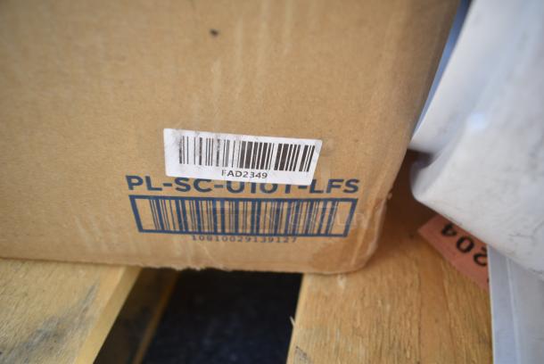 16 BRAND NEW SCRATCH AND DENT! Items Including 395RP09 EcoChoice No PFAS Added Bamboo / Bagasse Blend 9" Plate - 500/Case, Solo Ultra Clear&#8482; TD24 24 oz. Customizable Clear PET Plastic Cold Cup - 600/Case 760TD24, 164INDNATRST Wood Backrest Antique Natural for Barchair. 16 Times Your Bid! - Image 6 of 12